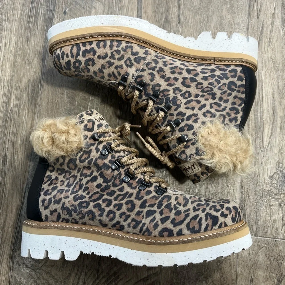 Montelliana 1965 Animal Print Mutton Sheep Hair Leather Boots